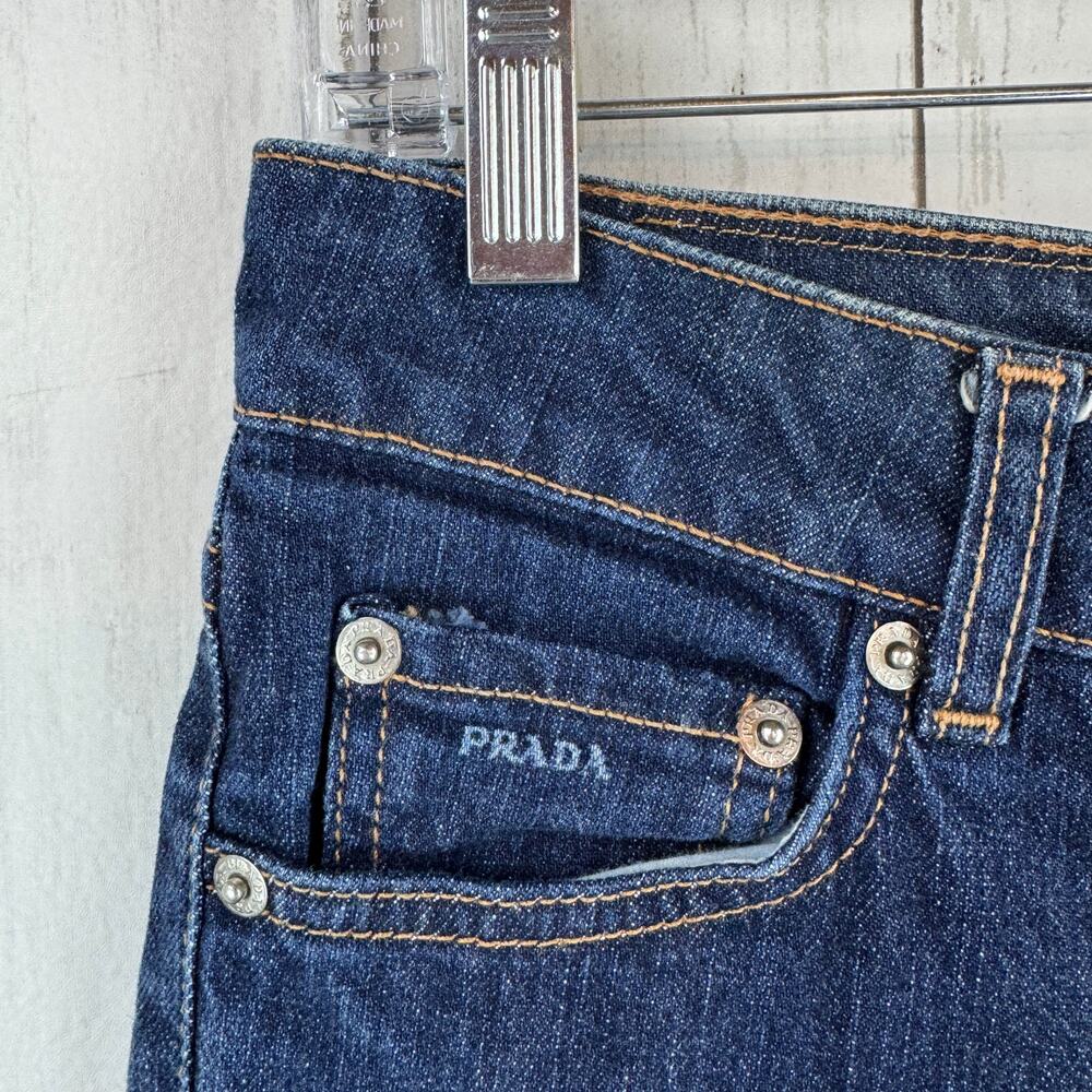 PRADA Dark Blue Stretch Denim Contour Fit Straight Leg High Rise Jeans Size 29 - Picture 9 of 16